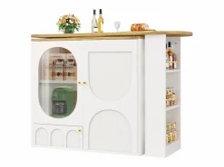 Merax Mueble bar giratorio - 138 x 73 x 105 cm - 3 puertas + separadores extraíbles - MDF + Metal -