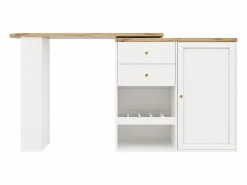 Sale Mueble bar giratorio - 204 x 39 x 104 cm - con 2 cajones y 1 puerta - 5 espacios de almacenamiento abiertos - Mueble Bar