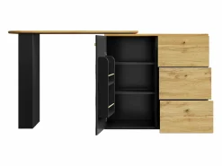 Online Mueble bar giratorio - Mesa de bar extensible con 3 cajones y 1 puerta - almacenamiento abierto - Negro