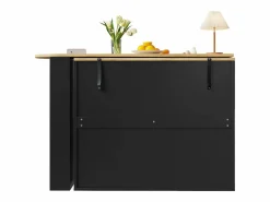 Online Mueble bar giratorio - Mesa de bar extensible con 3 cajones y 1 puerta - almacenamiento abierto - Negro