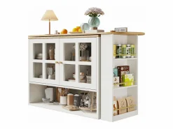 Sale Mueble bar giratorio - Mesa de bar extensible con 2 puertas y 3 estantes ajustables - almacenamiento abierto - Mueble Bar