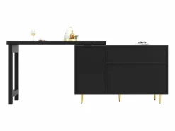 Hauss Spole Mueble bar giratorio con 2 puertas correderas de ratán y cajón -