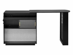 New Hauss Spole Mueble bar giratorio con enchufes, iluminación LED y tablero perforado - Negro