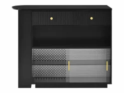 New Hauss Spole Mueble bar giratorio con enchufes, iluminación LED y tablero perforado - Negro