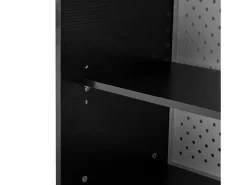 New Hauss Spole Mueble bar giratorio con enchufes, iluminación LED y tablero perforado - Negro