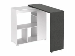 Outlet Mueble bar giratorio con almacenaje - Blanco y antracita - SATURN Muebles De Bar|Mueble Bar