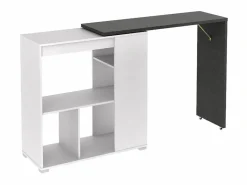 Outlet Mueble bar giratorio con almacenaje - Blanco y antracita - SATURN Muebles De Bar|Mueble Bar
