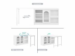 Hauss Spole Mueble bar giratorio con 2 puertas de cristal - Tapa reversible -