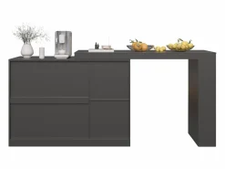 Clearance Hauss Spole Mueble bar giratorio con 3 puertas, 2 de ellas de cristal, estantes abiertos incluidos, cuerpo - 120x40x103cm Negro