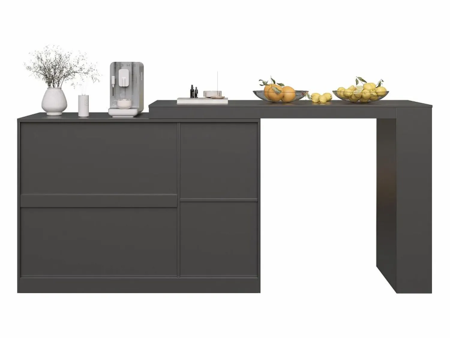 Clearance Hauss Spole Mueble bar giratorio con 3 puertas, 2 de ellas de cristal, estantes abiertos incluidos, cuerpo - 120x40x103cm Negro