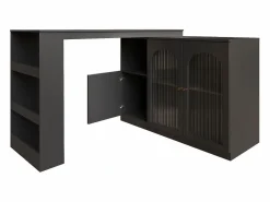 Clearance Hauss Spole Mueble bar giratorio con 3 puertas, 2 de ellas de cristal, estantes abiertos incluidos, cuerpo - 120x40x103cm Negro
