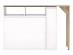 Vente-unique Mueble bar giratorio con almacenaje - Blanco y Natural - VINALO