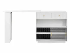 Hauss Spole Mueble bar giratorio con enchufes, iluminación LED y tablero perforado -