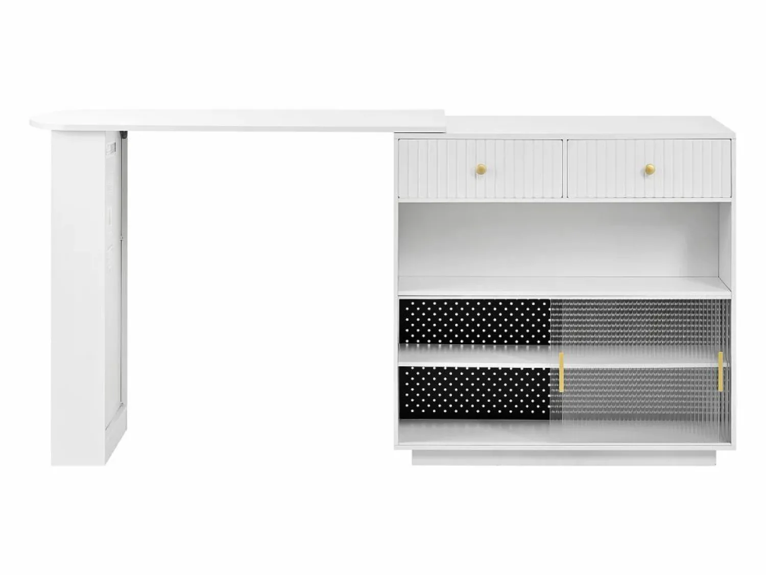 Hauss Spole Mueble bar giratorio con enchufes, iluminación LED y tablero perforado -
