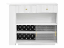 Hauss Spole Mueble bar giratorio con enchufes, iluminación LED y tablero perforado -