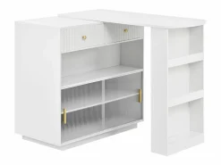Hauss Spole Mueble bar giratorio con enchufes, iluminación LED y tablero perforado -