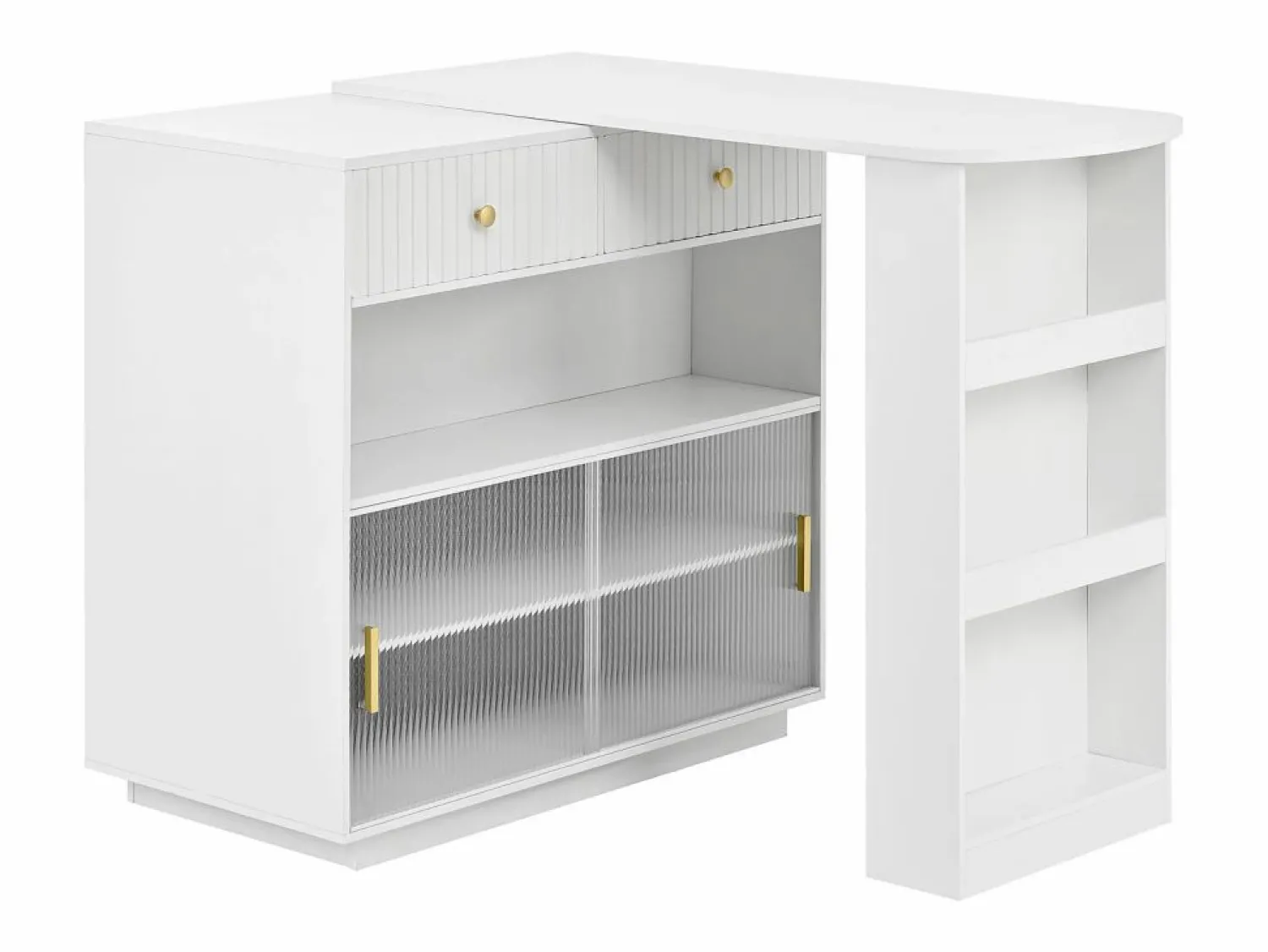 Hauss Spole Mueble bar giratorio con enchufes, iluminación LED y tablero perforado -