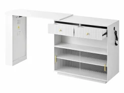 Hauss Spole Mueble bar giratorio con enchufes, iluminación LED y tablero perforado -