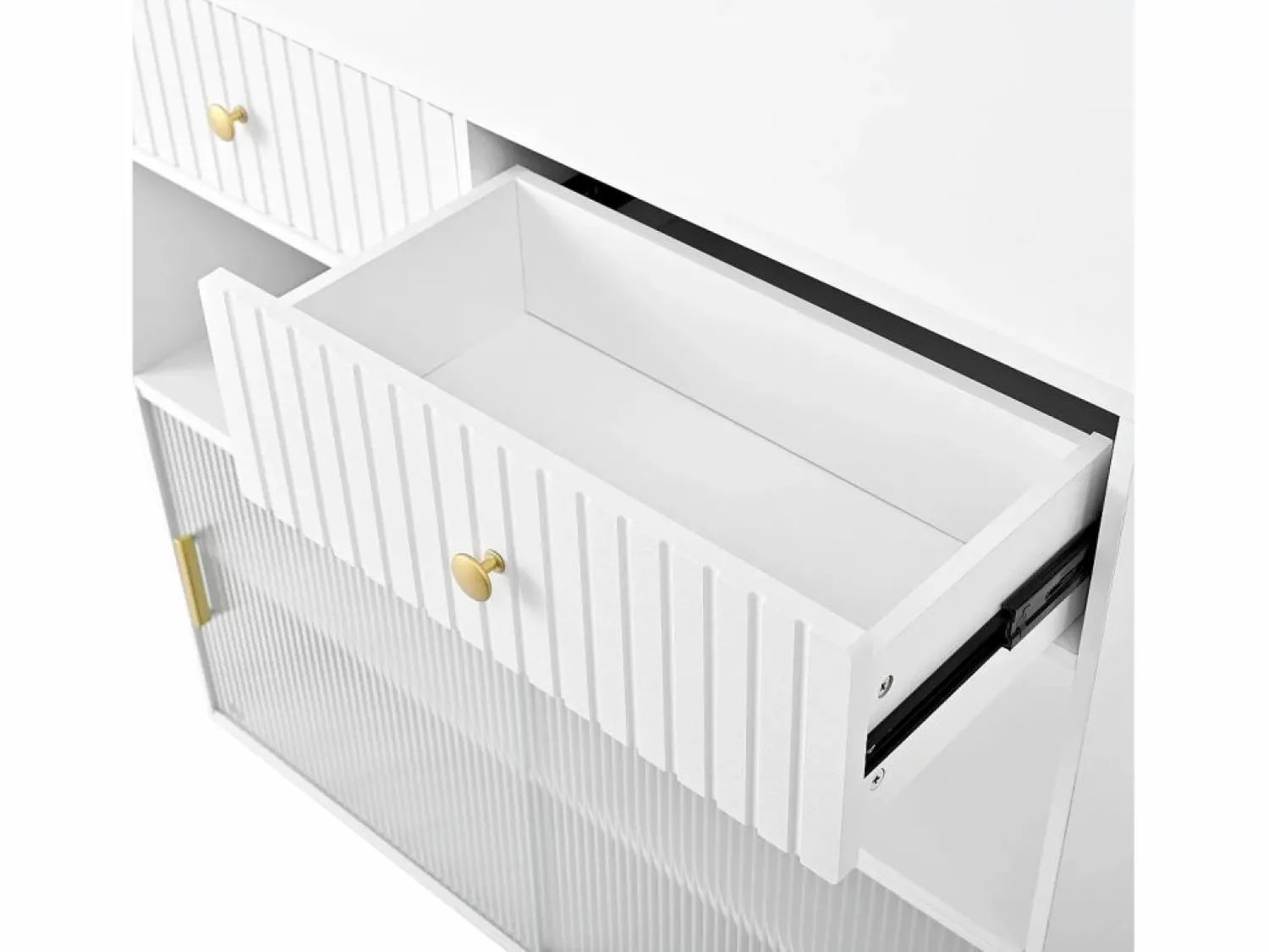 Hauss Spole Mueble bar giratorio con enchufes, iluminación LED y tablero perforado -