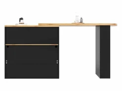 Discount Hauss Spole Mueble bar giratorio con iluminación LED y 2 puertas de cristal - y natural claro Negro