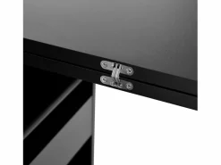 Mueble bar giratorio - Mesa de bar con 2 puertas de cristal y 2 compartimentos de almacenamiento abiertos - parte superior giratoria