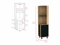 TuHome Mueble Bar Kaia en melamina con 3 estantes , 9 portacopas , 10 botelleros y gabinete inferior , multicolor , 180 cm X 45 cm X 45 cm Negro