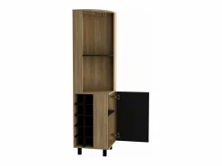 TuHome Mueble Bar Kaia en melamina con 3 estantes , 9 portacopas , 10 botelleros y gabinete inferior , multicolor , 180 cm X 45 cm X 45 cm Negro