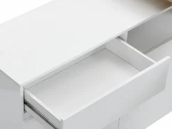 Vente-unique Mueble bar pivotante - 2 puertas 1 cajón 1 estante - MDF - Blanco lacado y roble - ELDIR