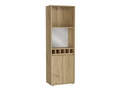 TuHome Mueble Bar Prana en melamina con 4 estantes , 2 puertas , 4 portabotellas y 6 portacopas , , 180 cm X 58.4 cm X 37 cm Beige