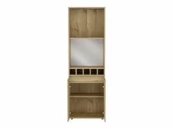 TuHome Mueble Bar Prana en melamina con 4 estantes , 2 puertas , 4 portabotellas y 6 portacopas , , 180 cm X 58.4 cm X 37 cm Beige