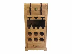 OZAIA Mueble botellero, porta botellas, cofre de madera - L.43 x Alt. .100 cm - Natural - CAVINA