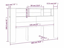New Mueble cabecero 180x18,5x104,5 cm Cabecero Y Puente De Cama