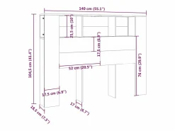 vidaxl Mueble cabecero roble ahumado 140x18,5x104,5 cm