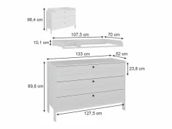 Best Vicco Mueble cambiador 133x70x98.4 ajaton Blanco