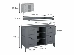 Hot Mueble cambiador 133x70x98.4 ajaton Mueble De Bebé