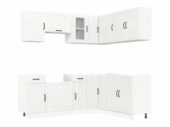 Sale vidaxl Mueble cocina Kalmar brillo 11 pzas madera contrachapada Blanco