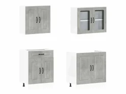 Outlet vidaxl Mueble cocina Kalmar hormigón 4 pzas madera contrachapada Gris