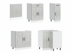 Best vidaxl Mueble cocina Kalmar hormigón 11 pzas madera contrachapada Gris