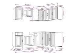 vidaxl Mueble cocina Kalmar hormigón 11 pzas madera contrachapada