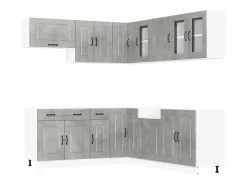 Hot Mueble cocina Kalmar hormigón 11 pzas madera contrachapada Cocina Completa