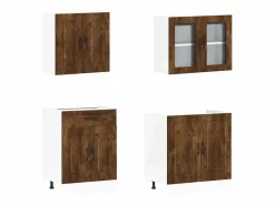 vidaxl Mueble cocina Kalmar roble ahumado 4 pzas madera contrachapada