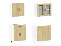 Best vidaxl Mueble cocina Kalmar roble sonoma 4 pzas madera contrachapada Marru00f3n