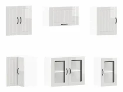 vidaxl Mueble cocina Lucca brillo 11 pzas madera contrachapada Blanco