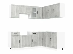 Discount Mueble cocina Lucca hormigón 11 pzas madera contrachapada Cocina Completa