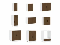 New Mueble cocina Porto roble marrón 14 pzas madera contrachapada Cocina Completa