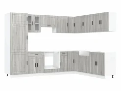 Online vidaxl Mueble cocina Porto sonoma 14 pzas madera contrachapada Gris