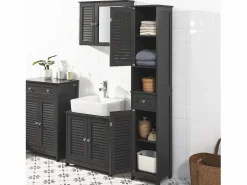 Hot Mueble Columna de baño, Armario Baño Alto Estanterías de Baño-2 Puertas y 1 Cajón 32 x 30 x 170 cm FRG236-DG ES Columna De Baño