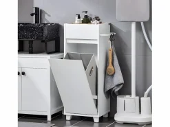 Hot Sobuy Mueble Columna de Baño con 1 Compartimento Armario Alto BZR159-W ES Blanco