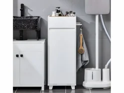 Hot Sobuy Mueble Columna de Baño con 1 Compartimento Armario Alto BZR159-W ES Blanco