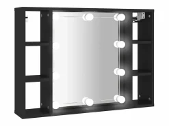 Best vidaxl Mueble con espejo y LED 76x15x55 cm Negro